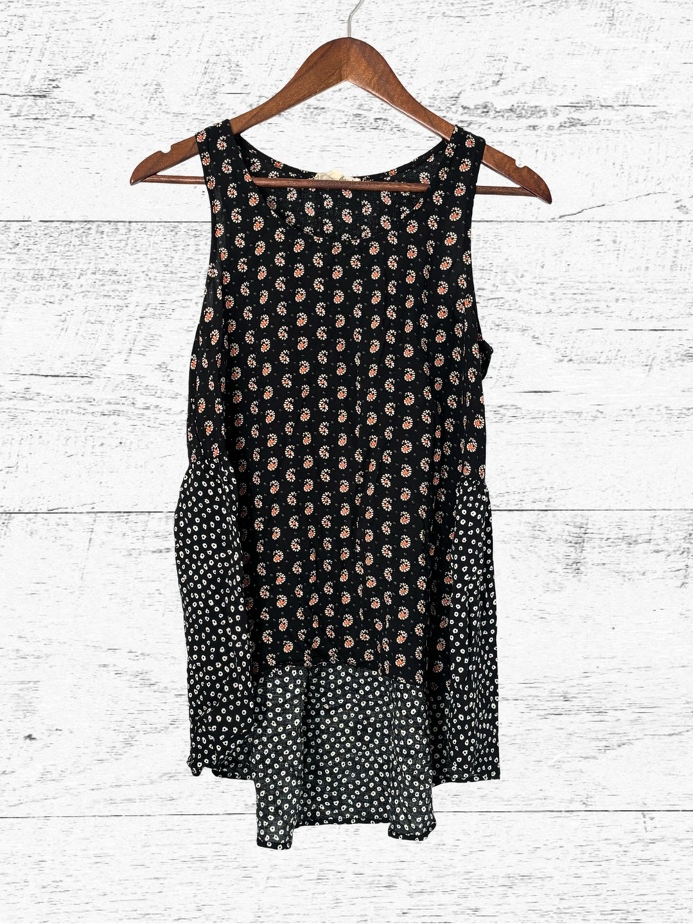 Hem & Thread Black Asymmetrical Scoop Neck Tank Top